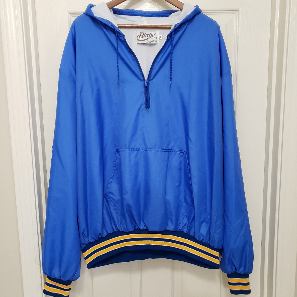 BIRDIE Retro Y2K Nylon Windbreaker Pullover Quarter Zip With Hood Men's 3X